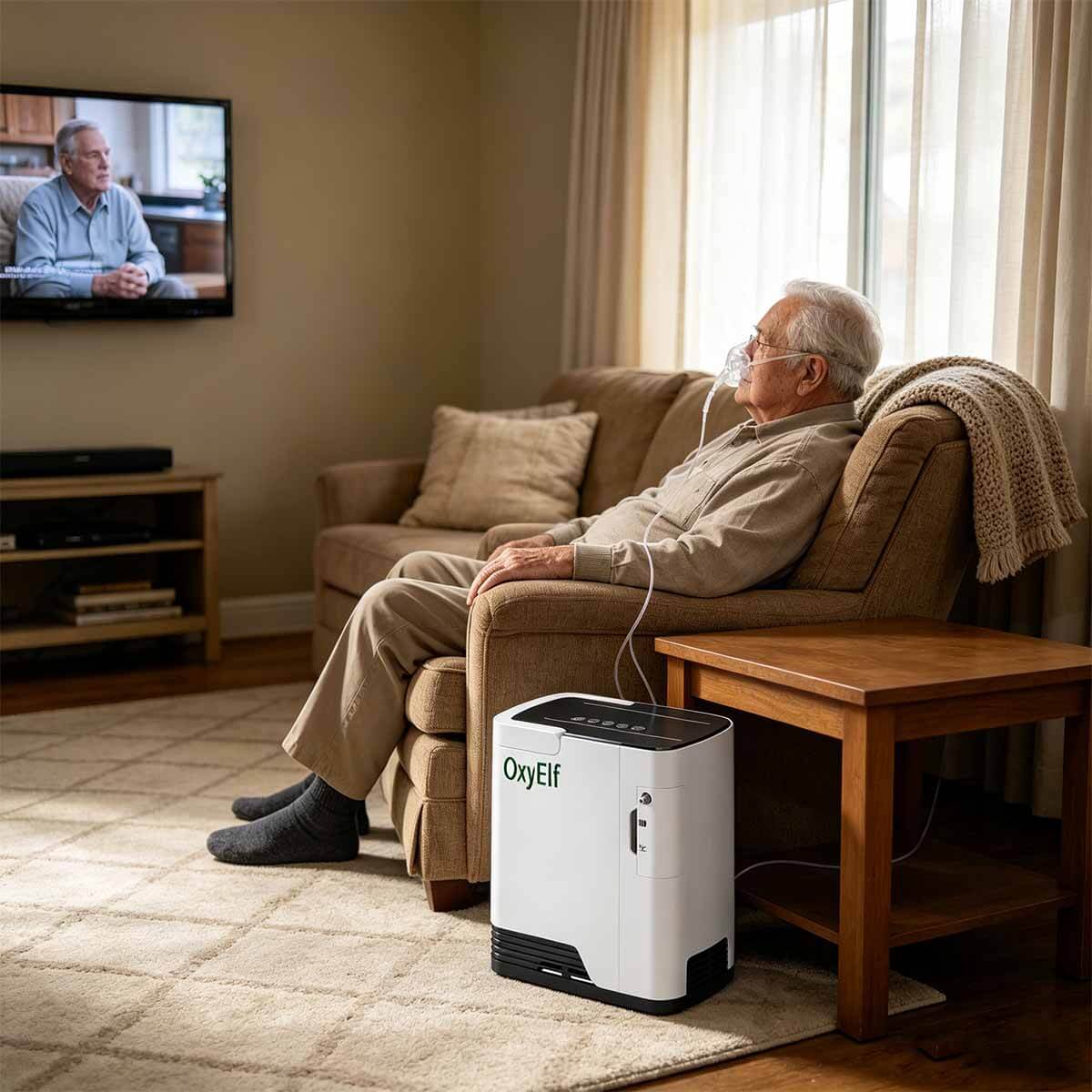 Portable Home Oxygen Concentrator, 1-7 Liter Adjustable Home Oxygen Generator, Home Oxygen Therapy Oxygen Concentrator