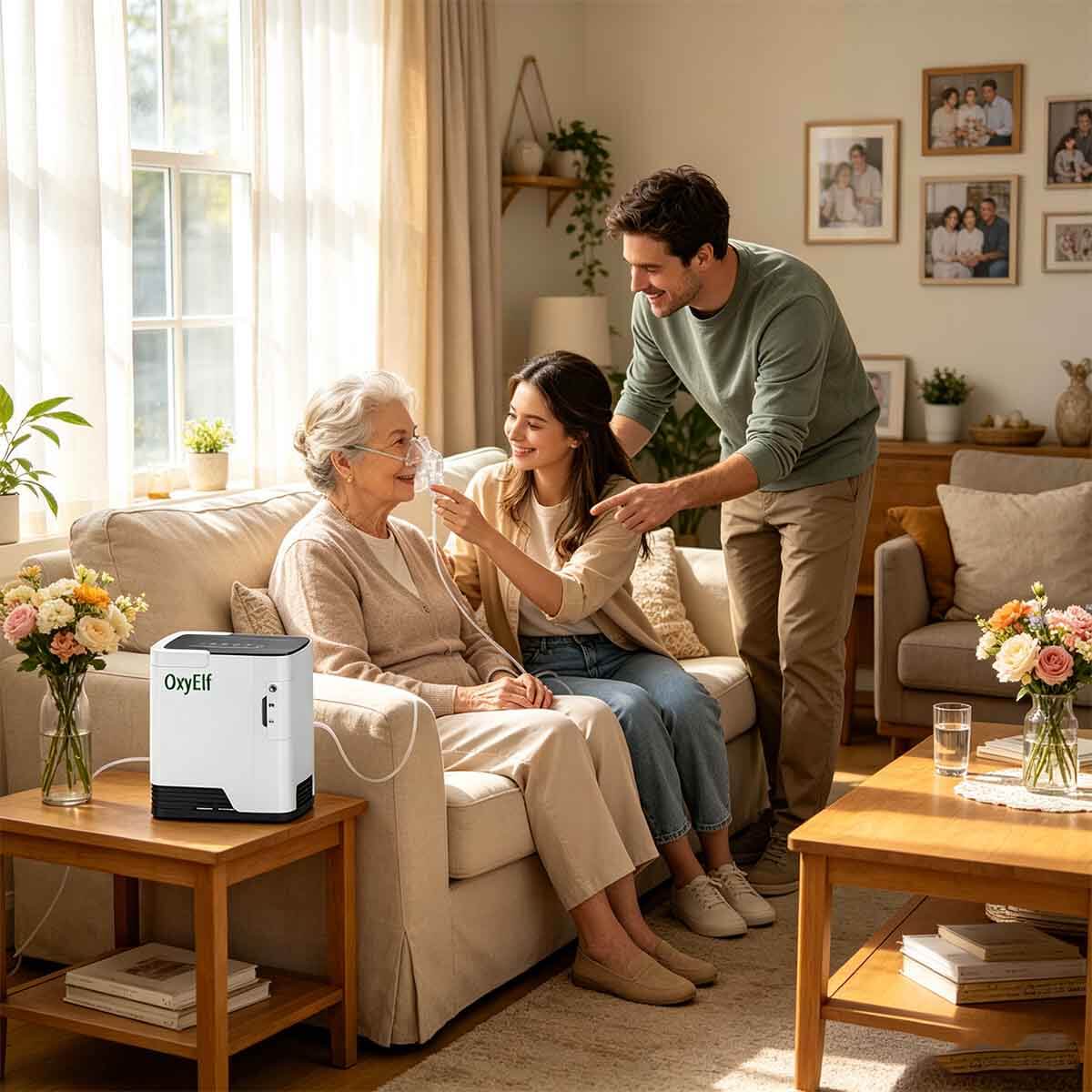 Portable Home Oxygen Concentrator, 1-7 Liter Adjustable Home Oxygen Generator, Home Oxygen Therapy Oxygen Concentrator
