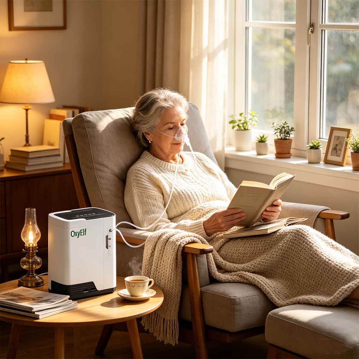 Portable Home Oxygen Concentrator, 1-7 Liter Adjustable Home Oxygen Generator, Home Oxygen Therapy Oxygen Concentrator
