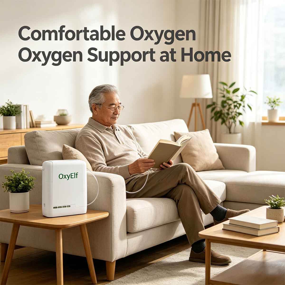 Mini Portable Oxygen Concentrator, Adjustable From 1-7 Liters/Minute, Equipped With a Removable Lithium Battery