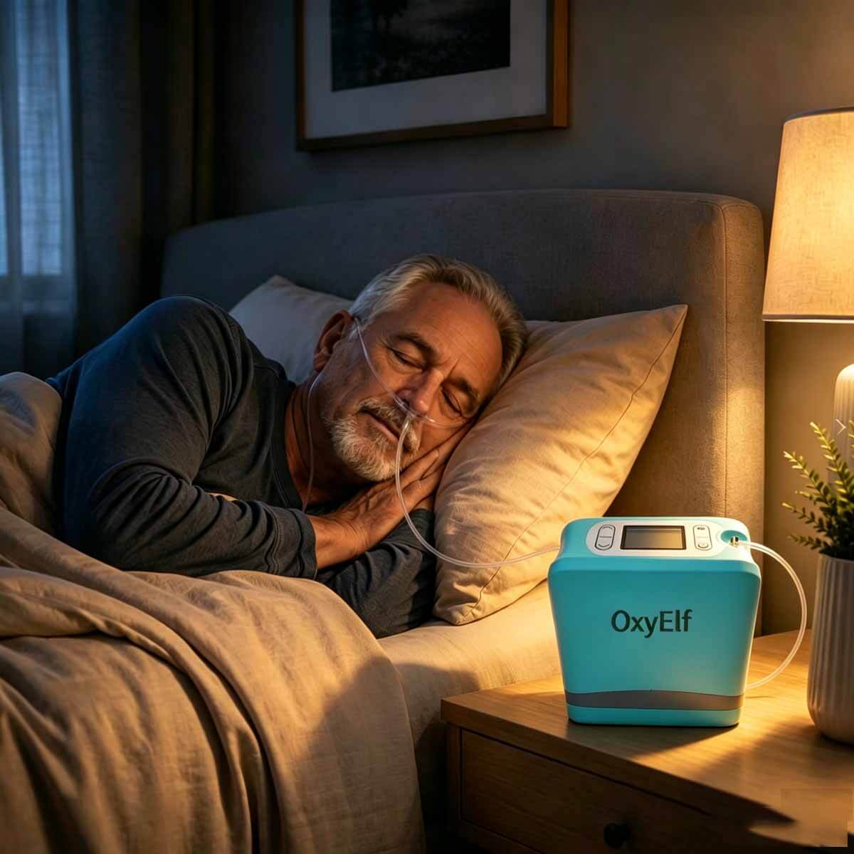 Mini Portable 1-7L Adjustable Pulse Flow Oxygen Concentrator for Home and Travel Use with Removable Lithium Battery OxyElf Elf-Y7