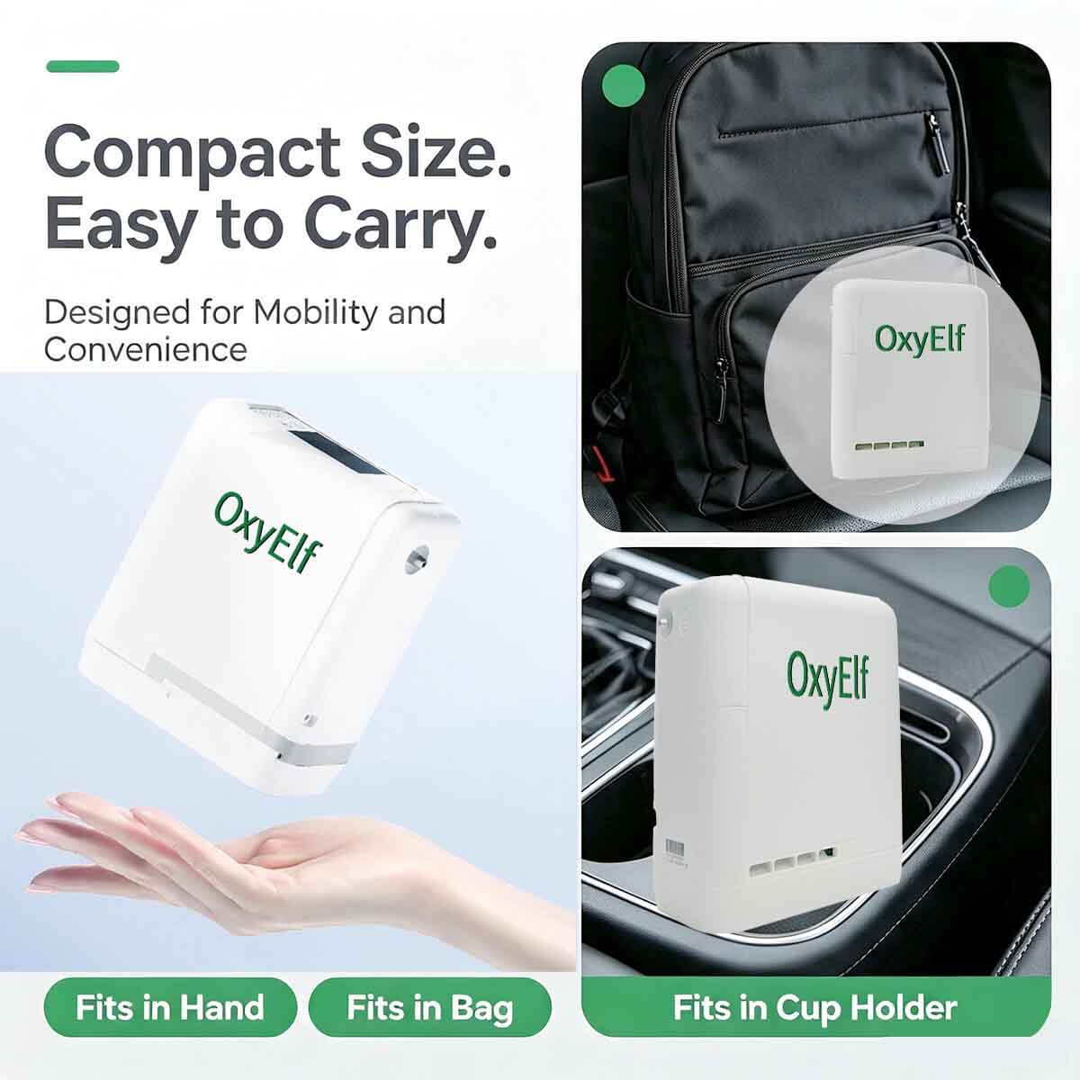 Mini Portable Oxygen Concentrator, Adjustable From 1-7 Liters/Minute, Equipped With a Removable Lithium Battery