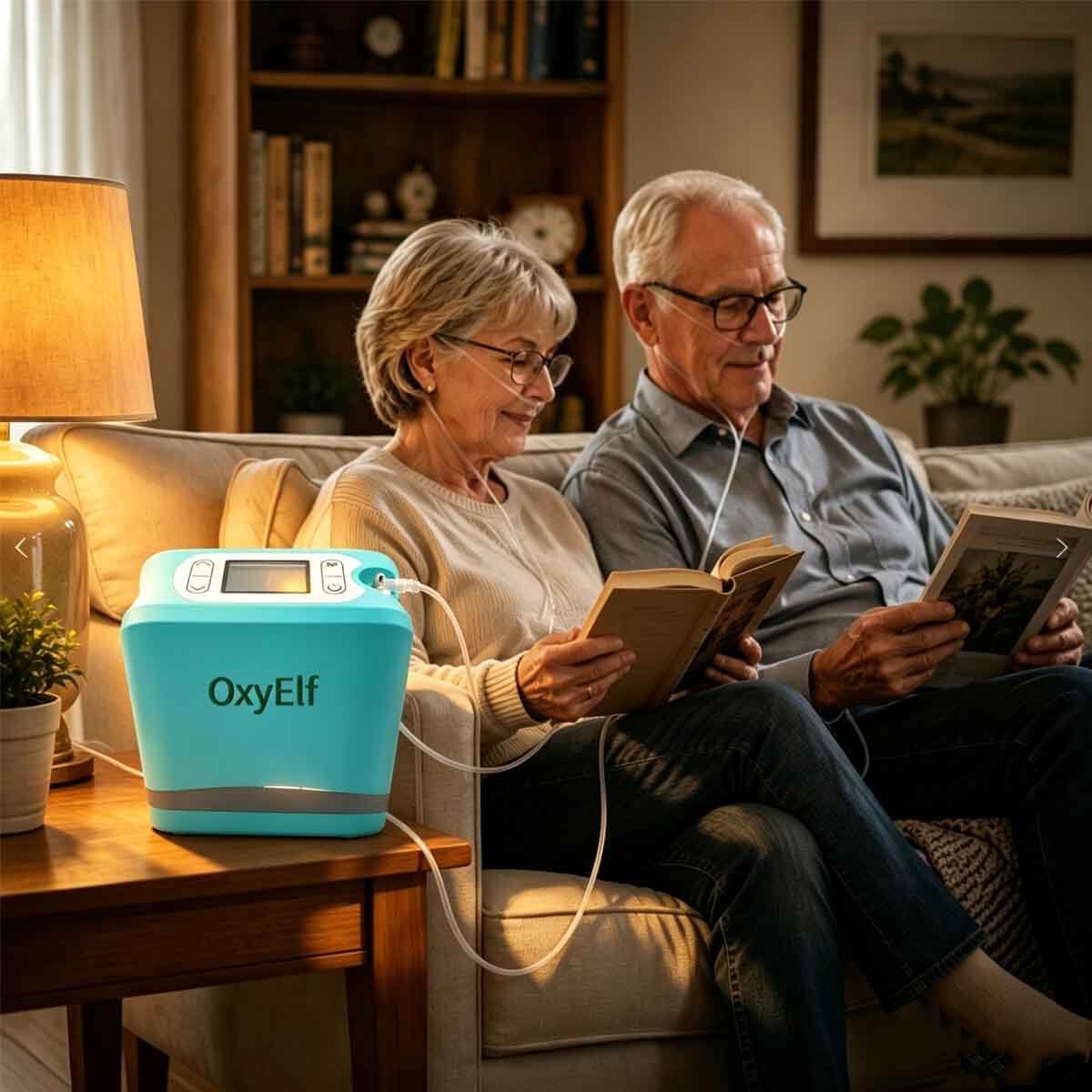 Mini Portable 1-7L Adjustable Pulse Flow Oxygen Concentrator for Home and Travel Use with Removable Lithium Battery OxyElf Elf-Y7