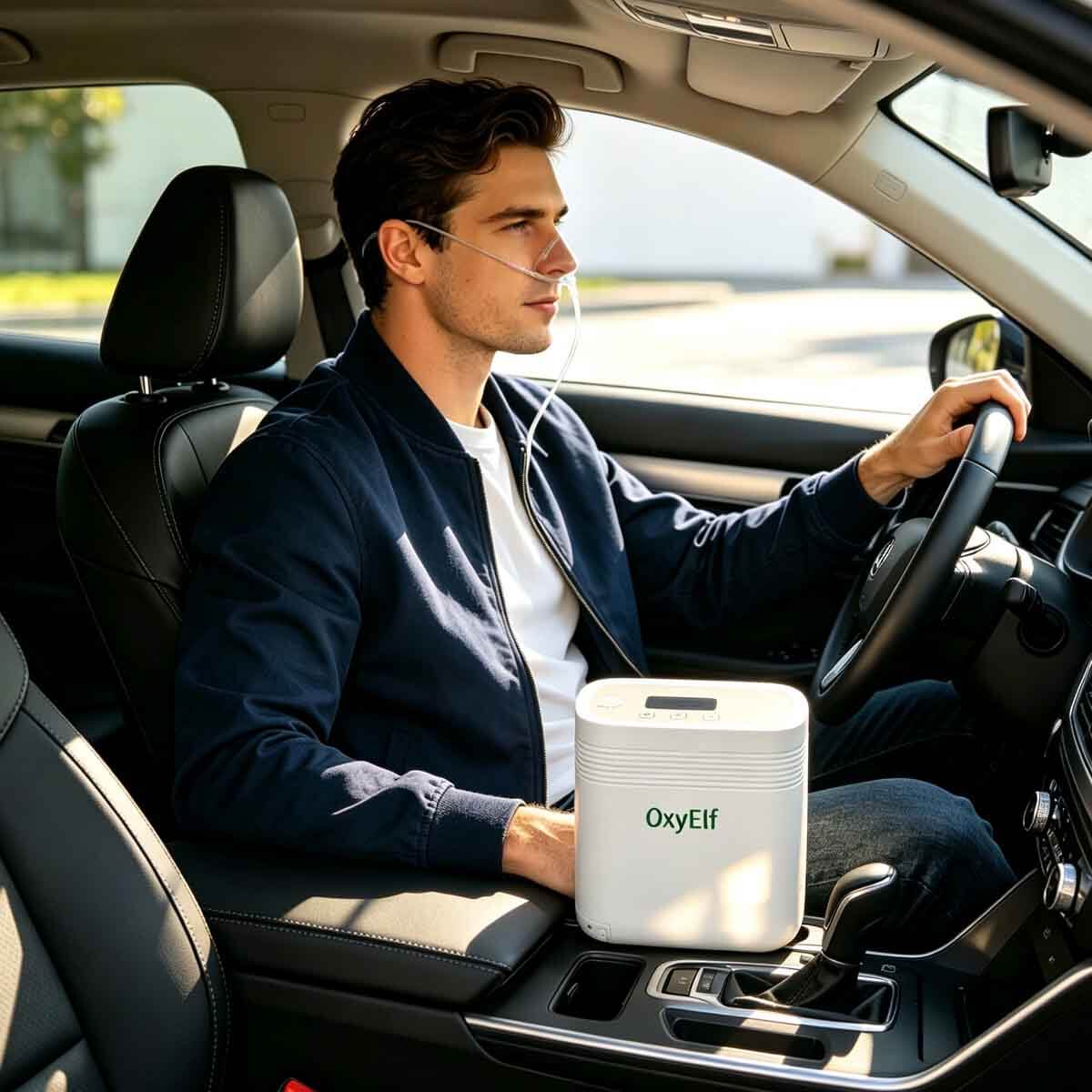 Small Portable 1-5L Adjustable Continuous Flow Oxygen Concentrator with Removable Battery, Suitable for Home and Travel Use OxyElf Elf-Y5