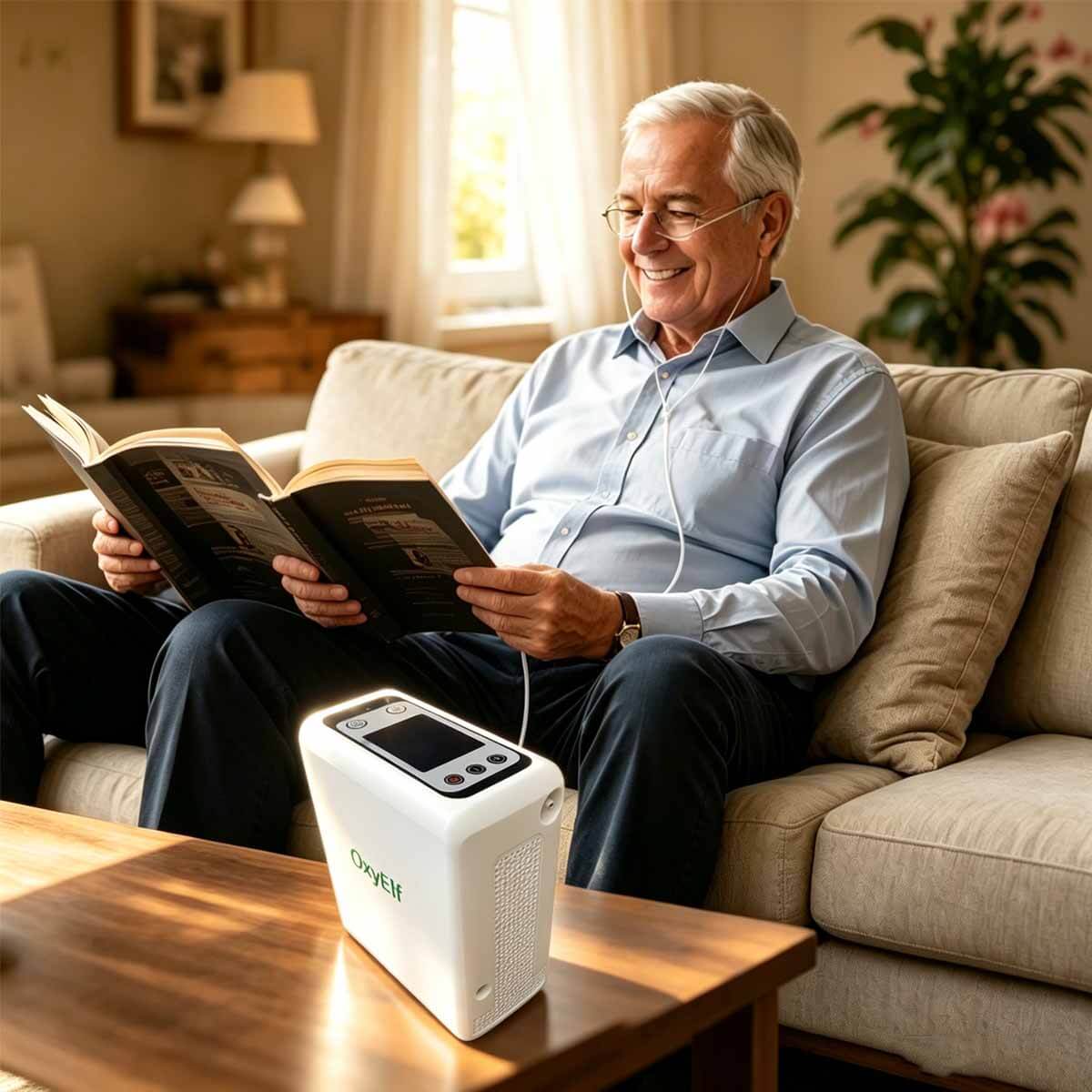 Mini Portable 1-6L Adjustable Oxygen Concentrator with Detachable Battery, Suitable for Home and Travel use