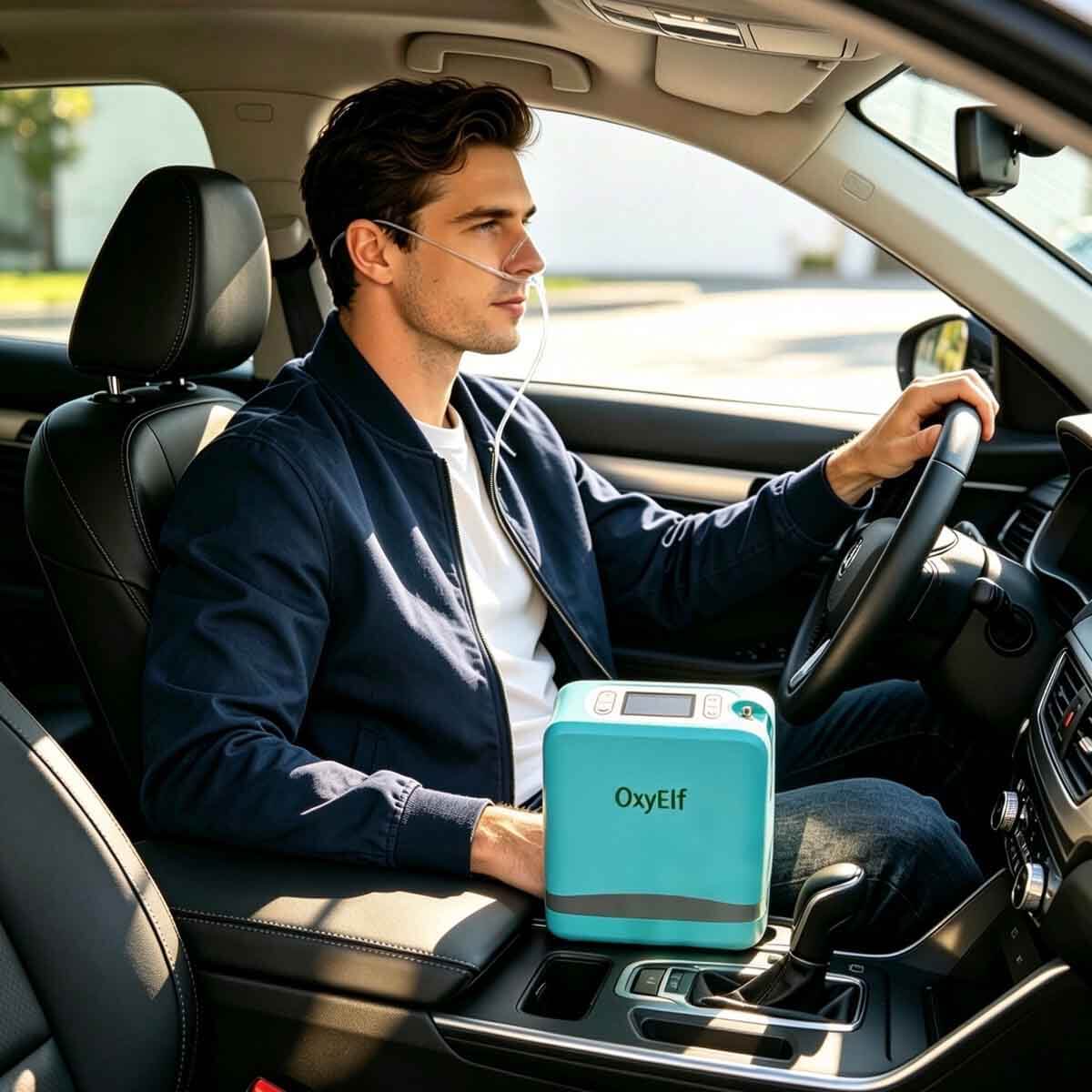 Mini Portable 1-7L Adjustable Pulse Flow Oxygen Concentrator for Home and Travel Use with Removable Lithium Battery OxyElf Elf-Y7