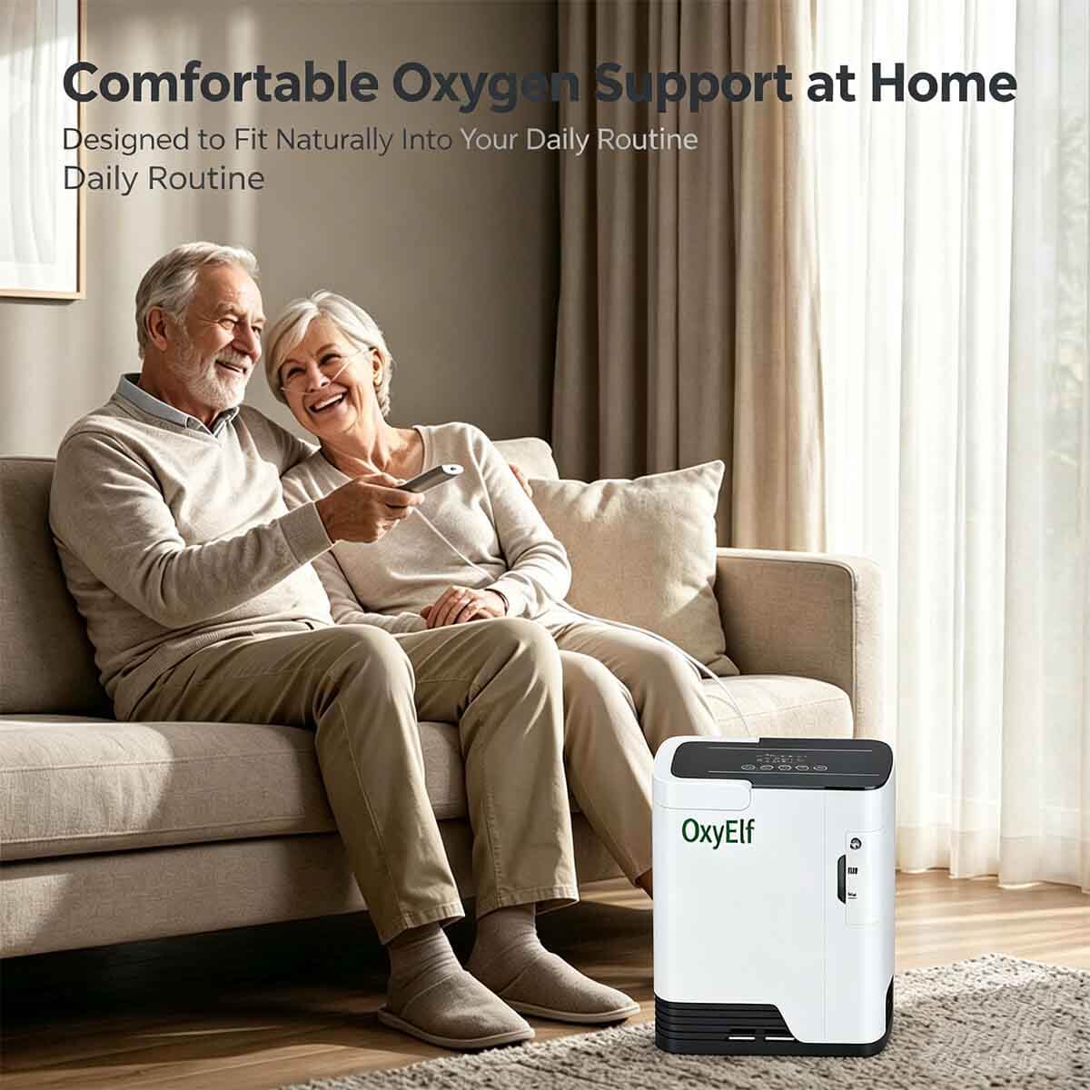 Portable Home Oxygen Concentrator, 1-7 Liter Adjustable Home Oxygen Generator, Home Oxygen Therapy Oxygen Concentrator