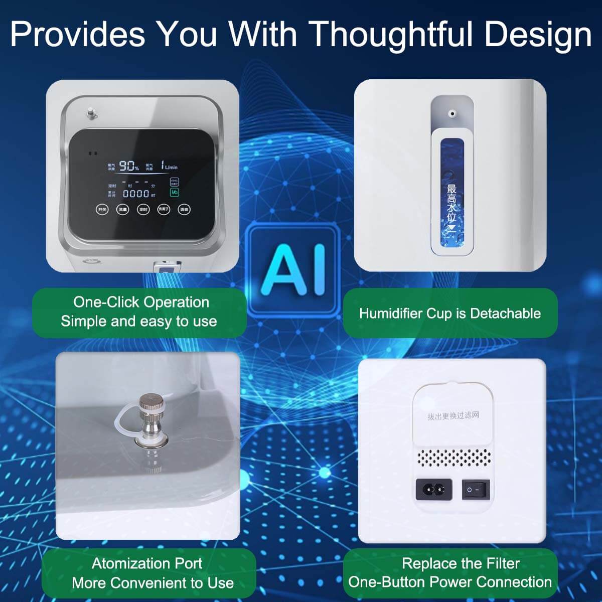 Hot Sales Portable 2L-9 Liters Home Continuous Oxygen Concentrator High Concentration Adjustable Flow Rate Oxygen Concentrator Machines RE-K2L