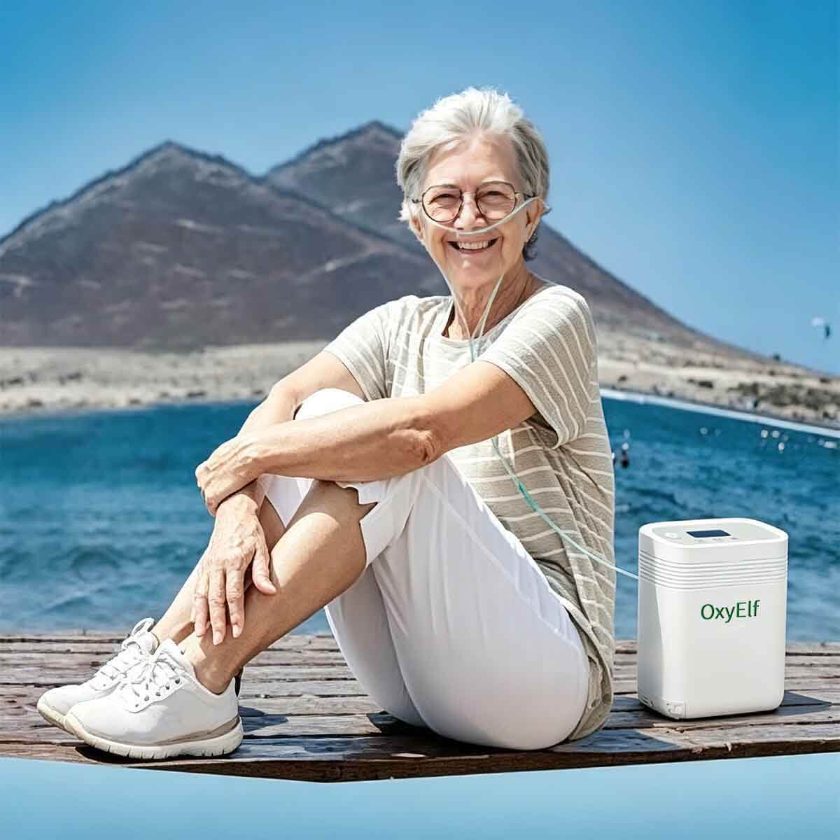 Small Portable 1-5L Adjustable Continuous Flow Oxygen Concentrator with Removable Battery, Suitable for Home and Travel Use OxyElf Elf-Y5