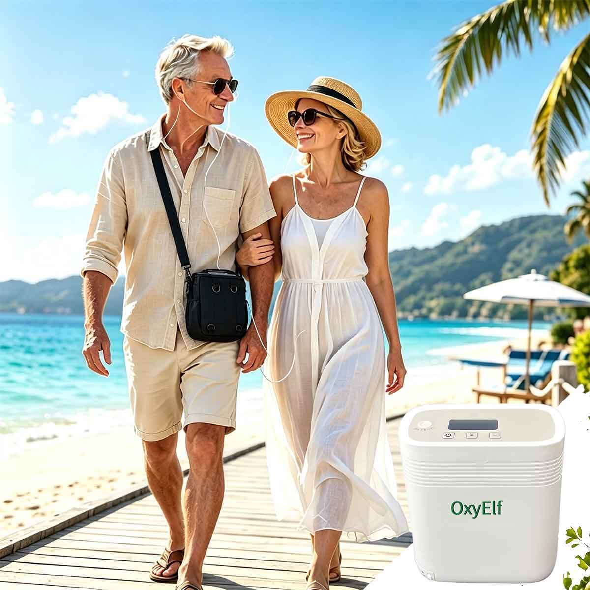 Small Portable 1-5L Adjustable Continuous Flow Oxygen Concentrator with Removable Battery, Suitable for Home and Travel Use OxyElf Elf-Y5