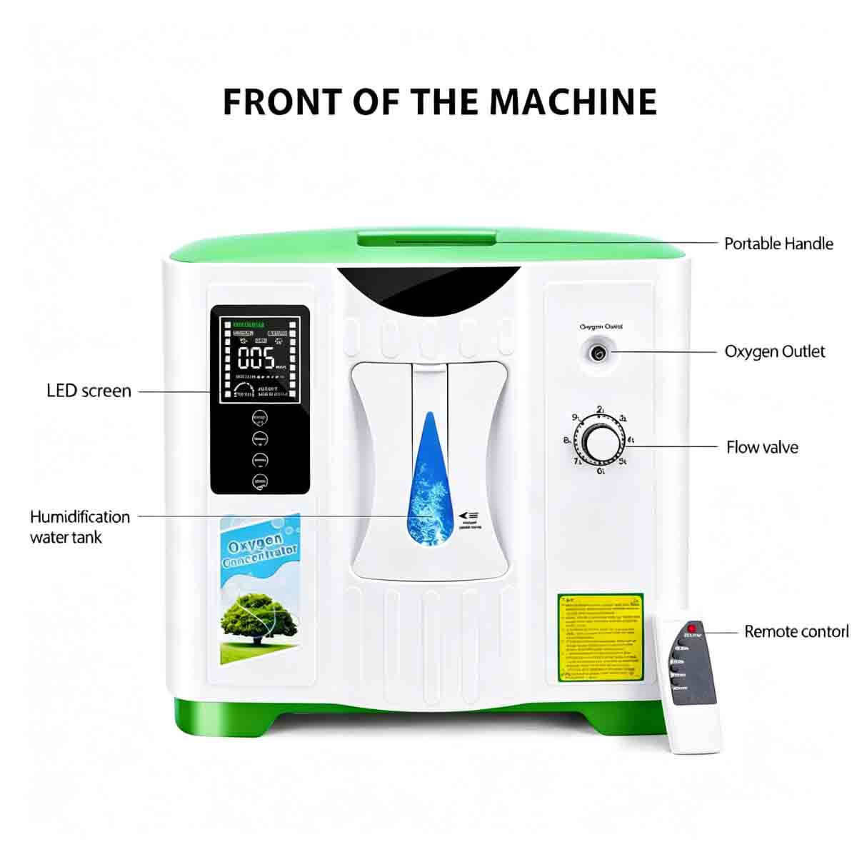 Oxygen Concentrator 2-9 Liter Continuous Flow Adjustable, 93% Oxygen Concentration, Silent Home Oxygen Concentrator