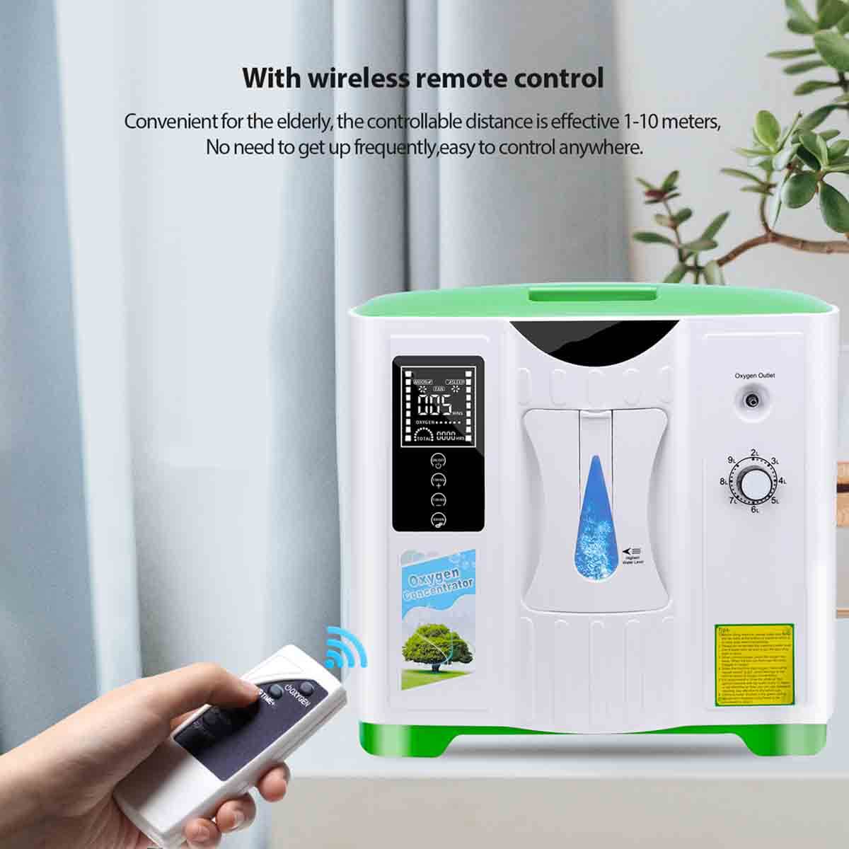 Oxygen Concentrator 2-9 Liter Continuous Flow Adjustable, 93% Oxygen Concentration, Silent Home Oxygen Concentrator