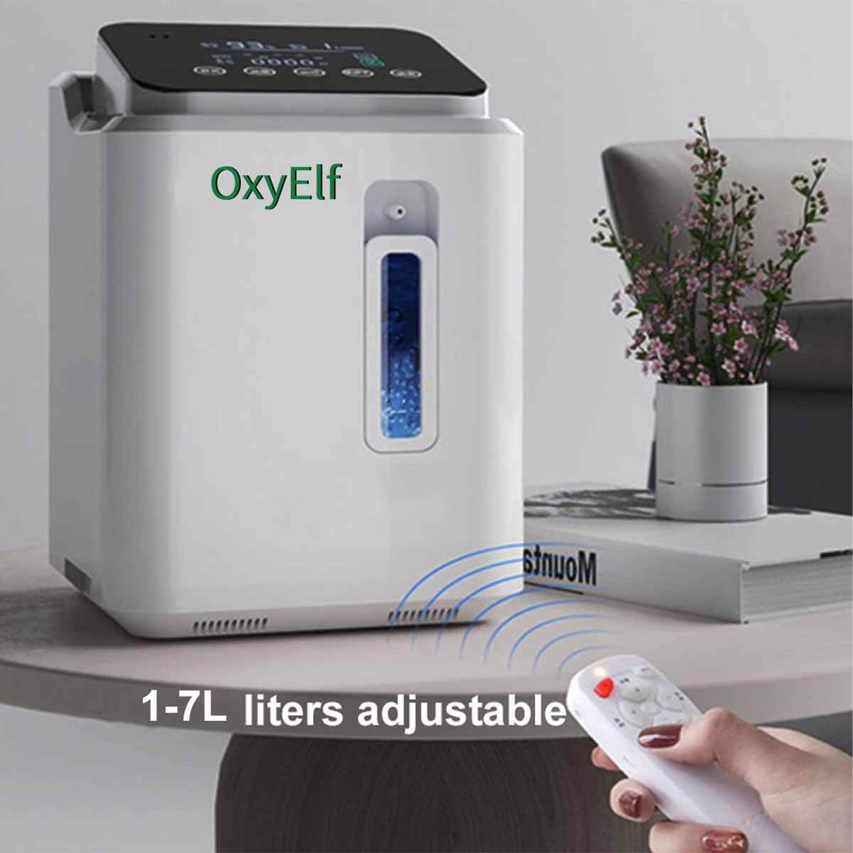 Home Use Oxygen Concentrator, Adjustable Flow Rate 1-7 Liters , Integrated Oxygen Nebulizer, Low Noise, Suitable For Home and Personal Care
