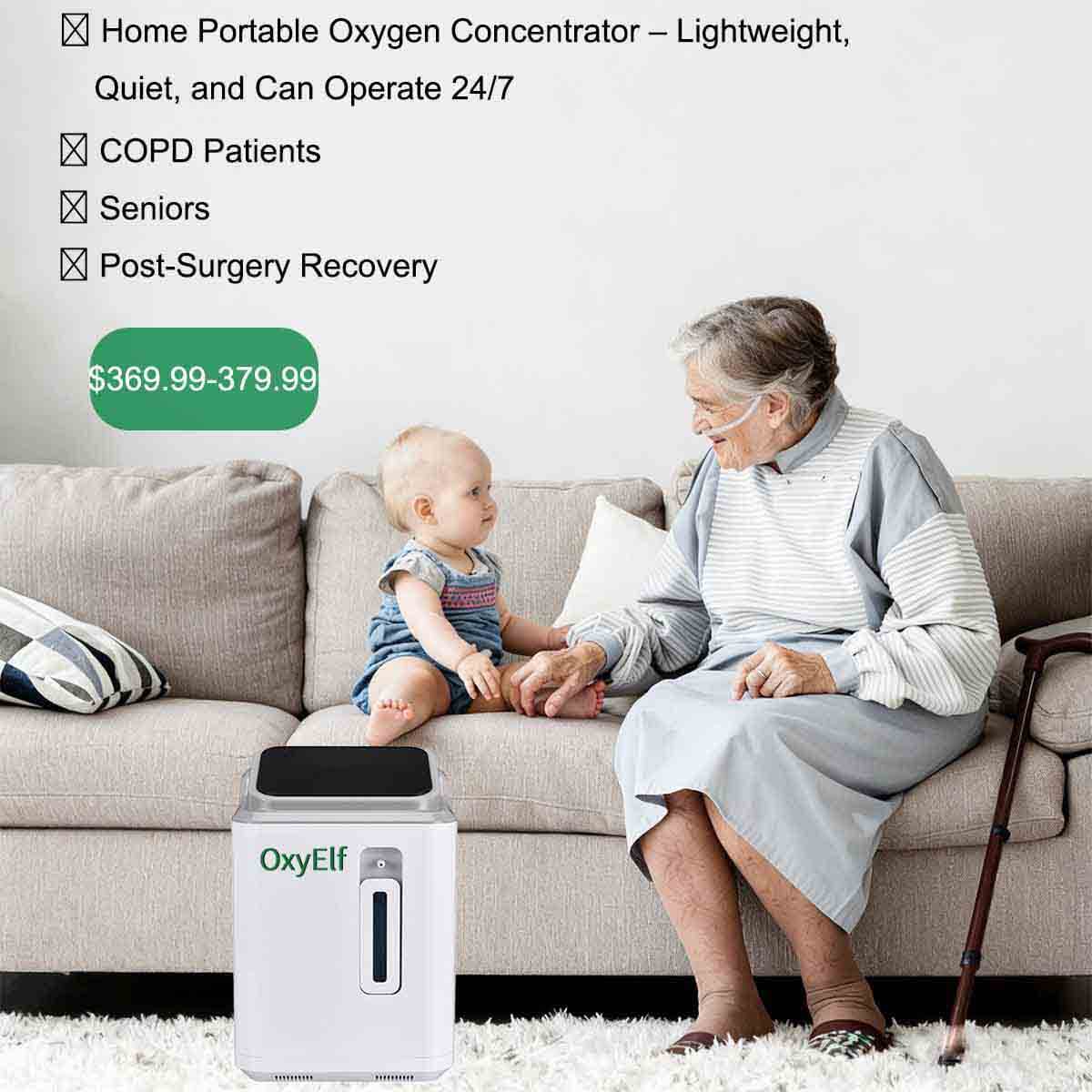 Home Use Oxygen Concentrator, Adjustable Flow Rate 1-7 Liters , Integrated Oxygen Nebulizer, Low Noise, Suitable For Home and Personal Care