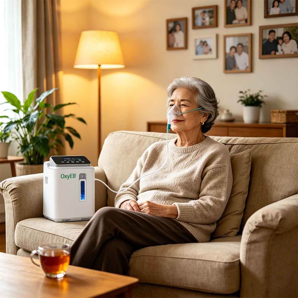 Home Use Oxygen Concentrator, Adjustable Flow Rate 1-7 Liters , Integrated Oxygen Nebulizer, Low Noise, Suitable For Home and Personal Care