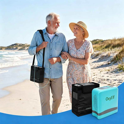 Mini Portable 1-7L Adjustable Pulse Flow Oxygen Concentrator for Home and Travel Use with Removable Lithium Battery OxyElf Elf-Y7