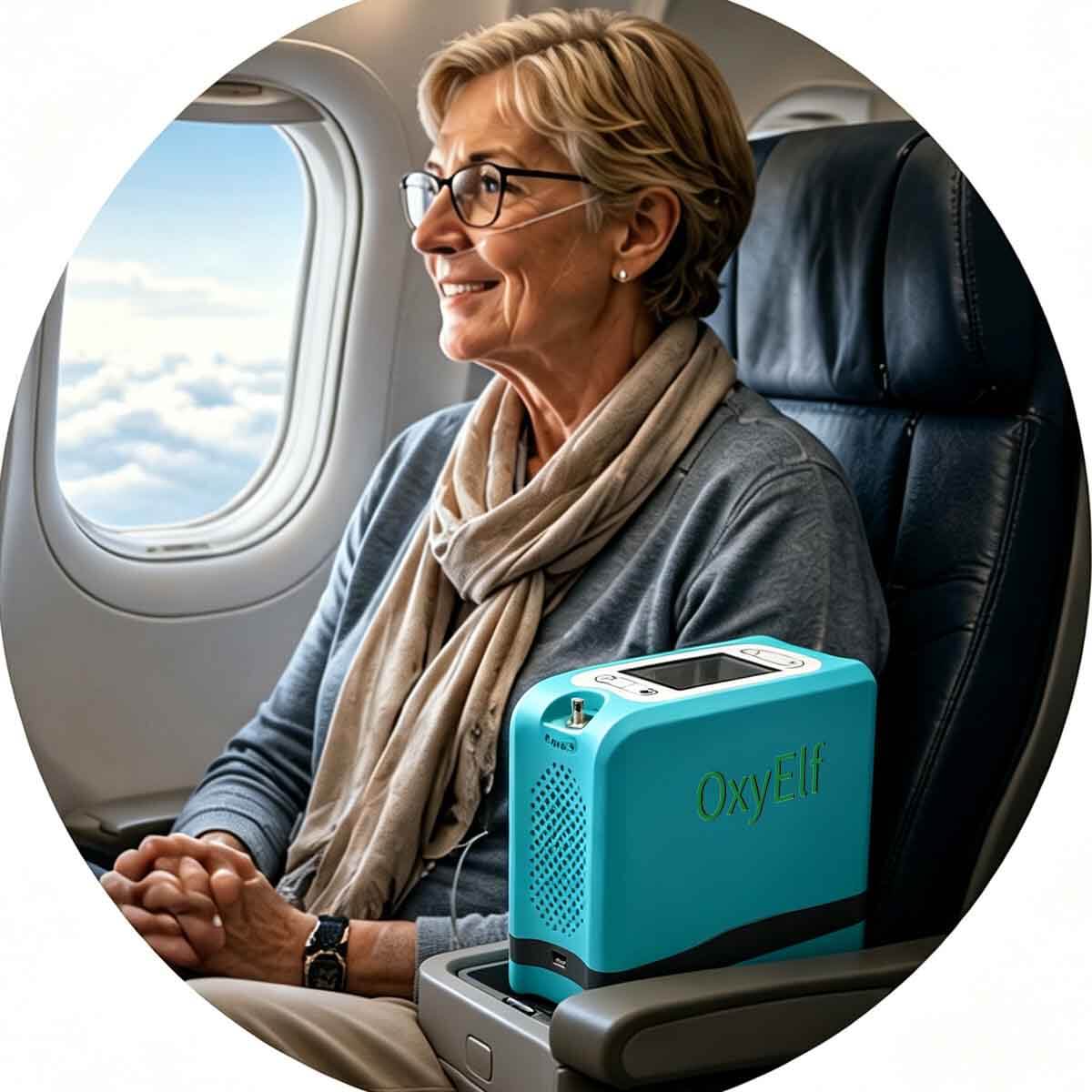Mini Portable 1-7L Adjustable Pulse Flow Oxygen Concentrator for Home and Travel Use with Removable Lithium Battery OxyElf Elf-Y7