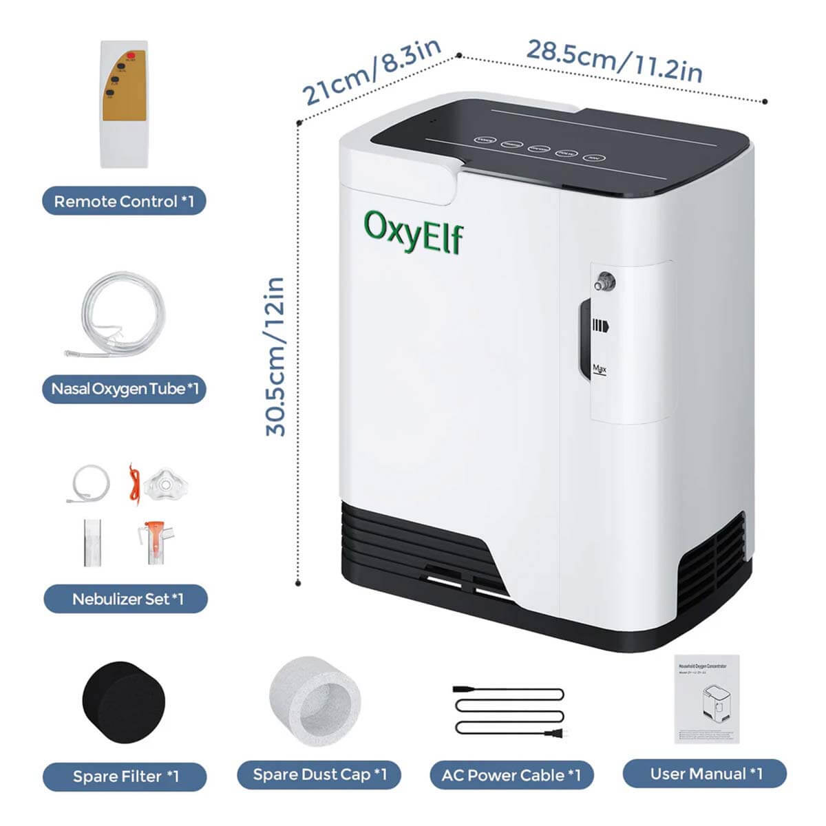 Portable Home Oxygen Concentrator, 1-7 Liter Adjustable Home Oxygen Generator, Home Oxygen Therapy Oxygen Concentrator