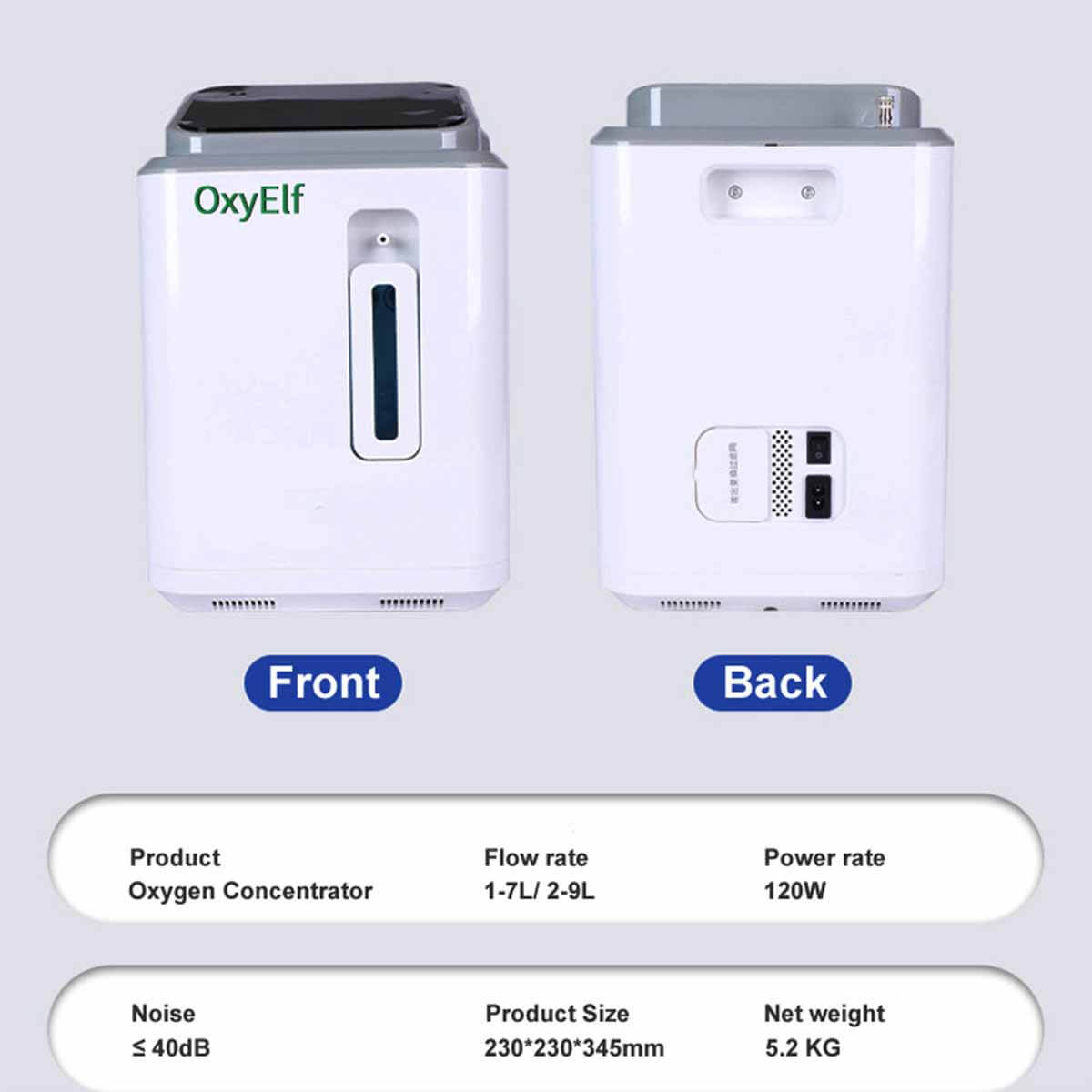 Home Use Oxygen Concentrator, 93% High Purity, Adjustable Flow Rate 1-7 Liters , Integrated Oxygen Nebulizer, Low Noise, Suitable For Home and Personal Care